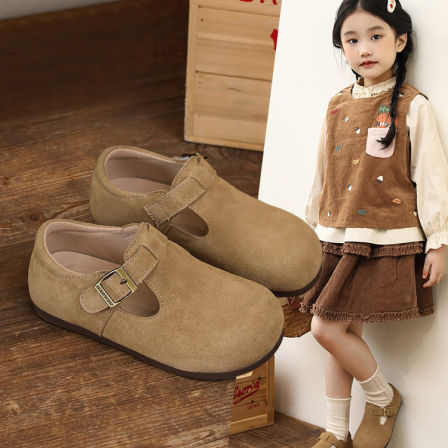 回力儿童勃肯鞋女童单鞋春秋新款女孩鞋子复古豆豆鞋软底皮鞋童鞋