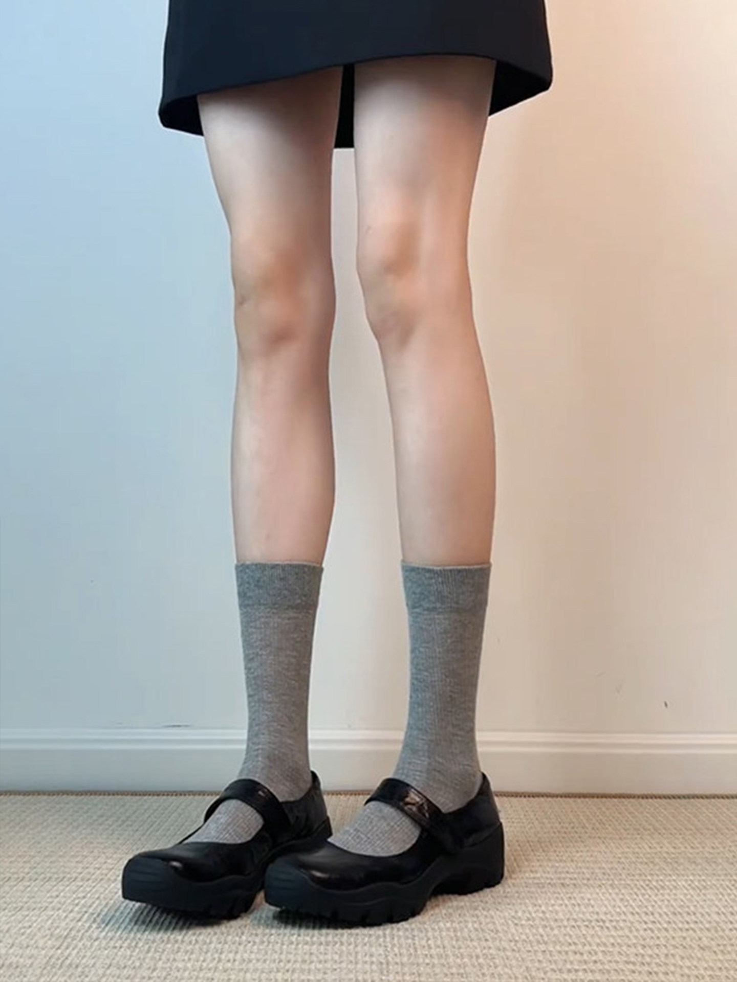 Wheat house ~！法式复古风厚底玛丽珍鞋女浅口通勤魔术贴小皮鞋主图