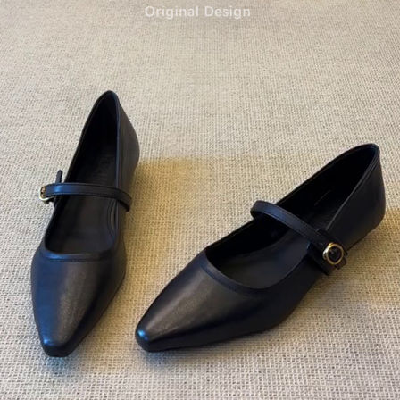 超软小羊皮~软底法式尖头单鞋女绝美浅口芭蕾晚晚鞋气质玛丽珍鞋