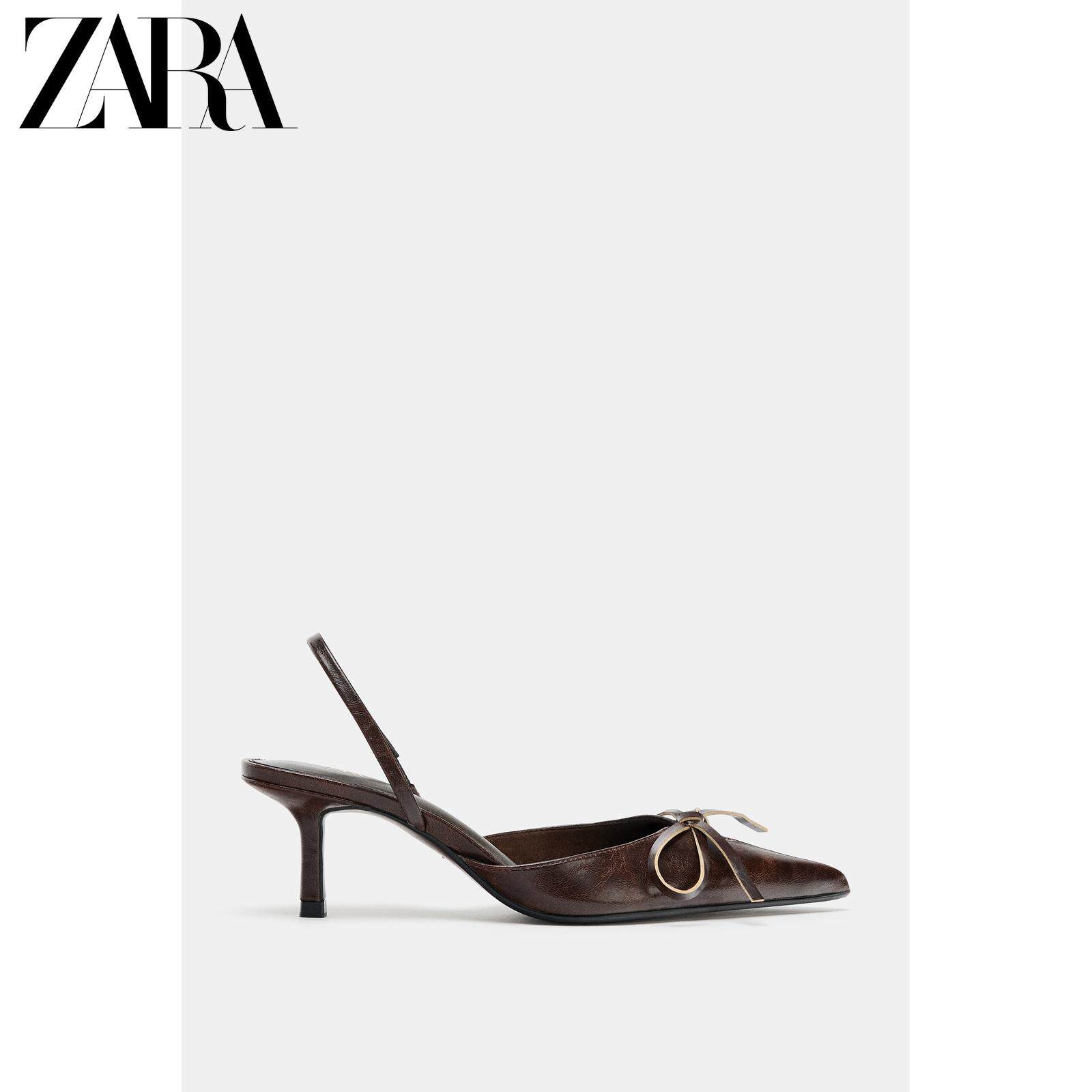 ZARA2026春夏新品 女鞋 蝴蝶结饰露跟细高跟穆勒鞋 1213710 105主图