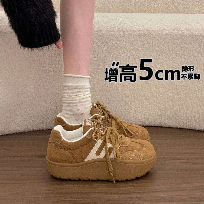 复古休闲德训鞋女款2026春季新款松糕厚底运动鞋网红超火百搭板鞋主图