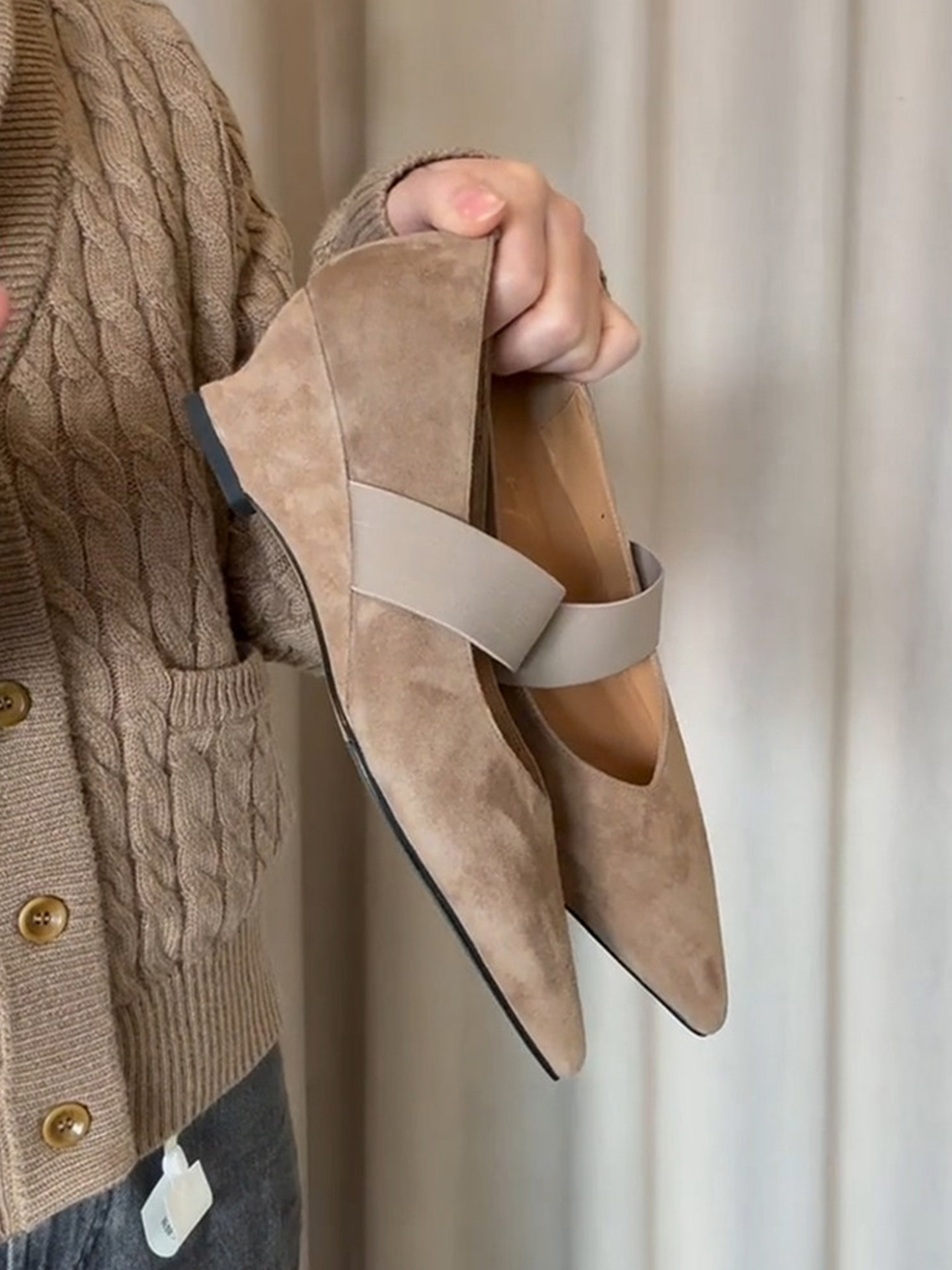 Wheat house ~！法式优雅尖头坡跟玛丽珍鞋女一字带浅口气质单鞋主图