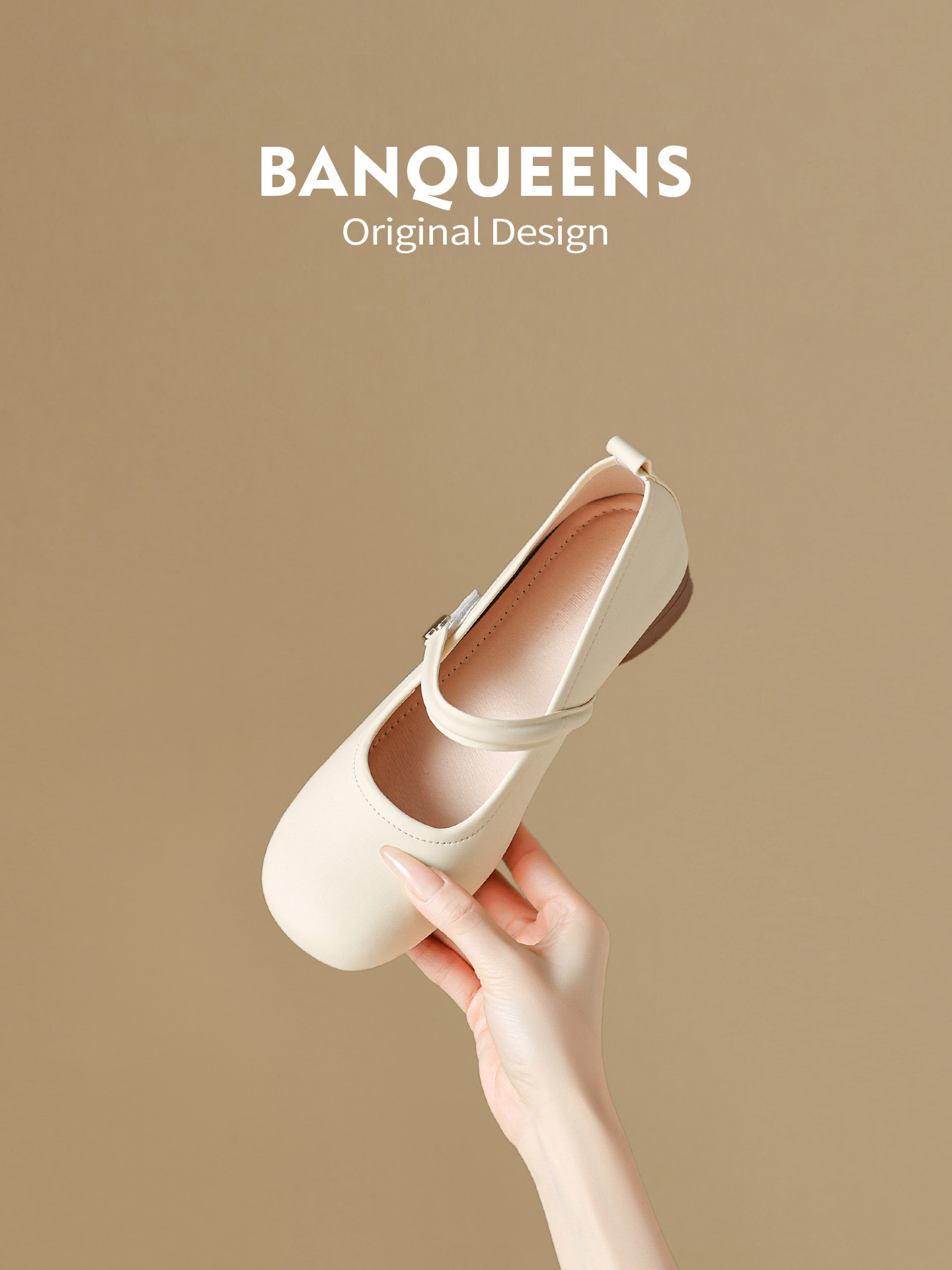 半曲真皮法式时尚芭蕾鞋粗跟玛丽珍鞋女圆头浅口单鞋温柔晚晚鞋子主图