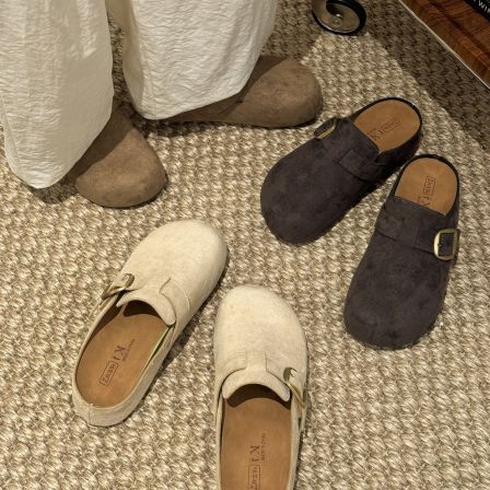 贾不假厚底勃肯鞋女款2026新款春季外穿包头半拖鞋内增高博肯鞋子