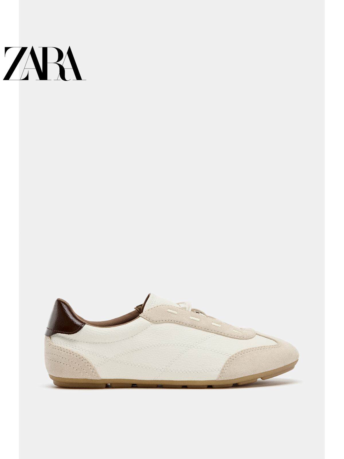 ZARA2026春夏新品 女鞋 拼色拼接材质跑步薄底运动鞋 5010710 107主图