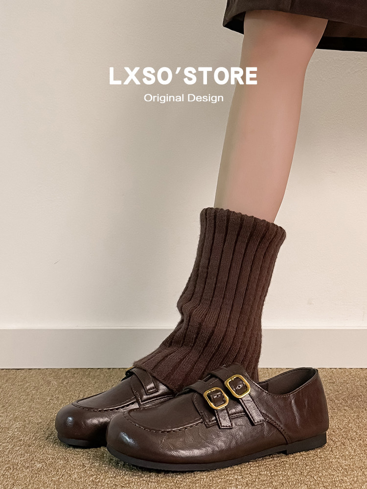 真皮英伦风乐福鞋女2026春秋新款皮带扣平底单鞋复古学院小皮鞋子主图