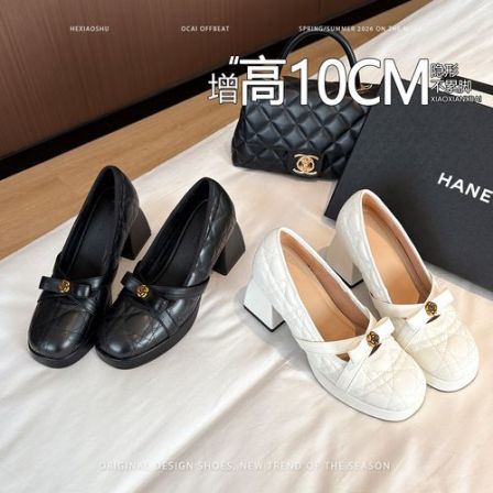 羊皮版法式粗跟内增高玛丽珍单鞋女2026新款气质防滑玛丽珍高跟鞋