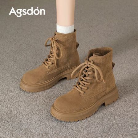 奥古狮登厚底马丁靴女2026新款夏季爆款复古流行百搭增高棕色短靴