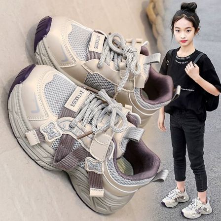 官网C&K女童鞋子2026春季爆款儿童运动老爹鞋女孩网面跑步鞋学生