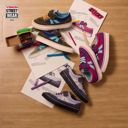 VISION童鞋 STICKY魔术贴低帮帆布鞋滑板鞋运动鞋男女儿童26春新