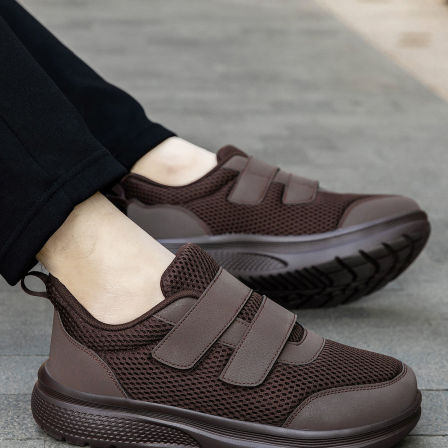 张凯丽老人鞋男防滑软底春季网面透气爸爸鞋中老年舒适运动健步鞋