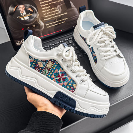 2026新款春季小白鞋男士休闲韩版潮流运动鞋厚底增高印花板鞋潮鞋