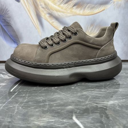 男鞋2026春季新款头层牛皮轻便软底厚底简约百搭真皮透气休闲潮鞋