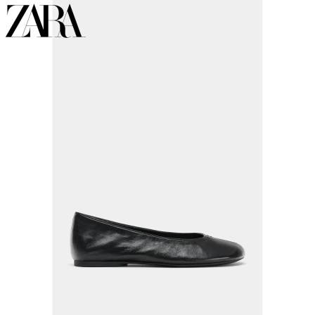 ZARA2026春夏新品 女鞋 新年系列 皮革平底芭蕾鞋 1586710 800