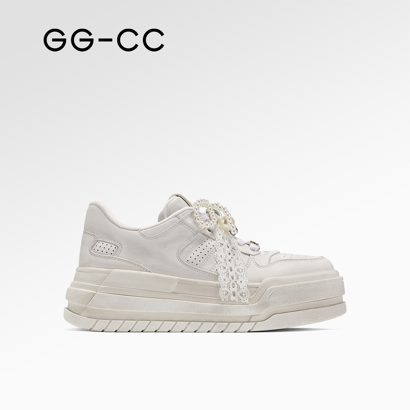 【都市特工】GGCC2026春季新款复古做旧厚底板鞋女款脏脏鞋小白鞋主图