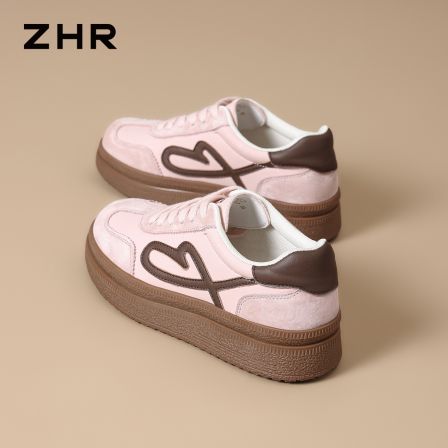 ZHR则则厚底德训鞋女2026春新款复古百搭休闲板鞋粉色软底阿甘鞋