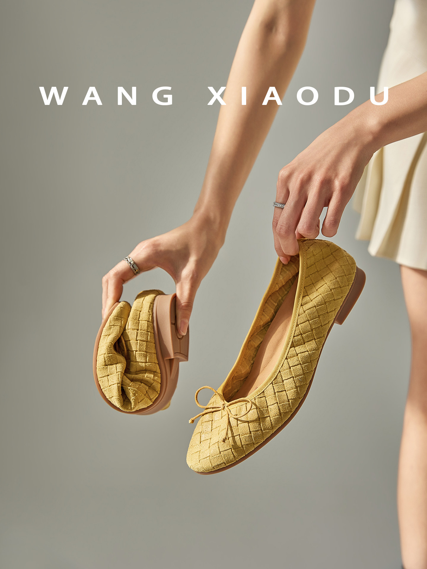 【王小毒】春日编织●3cm蝴蝶结芭蕾舞单鞋女真皮无胶软底蛋卷鞋主图