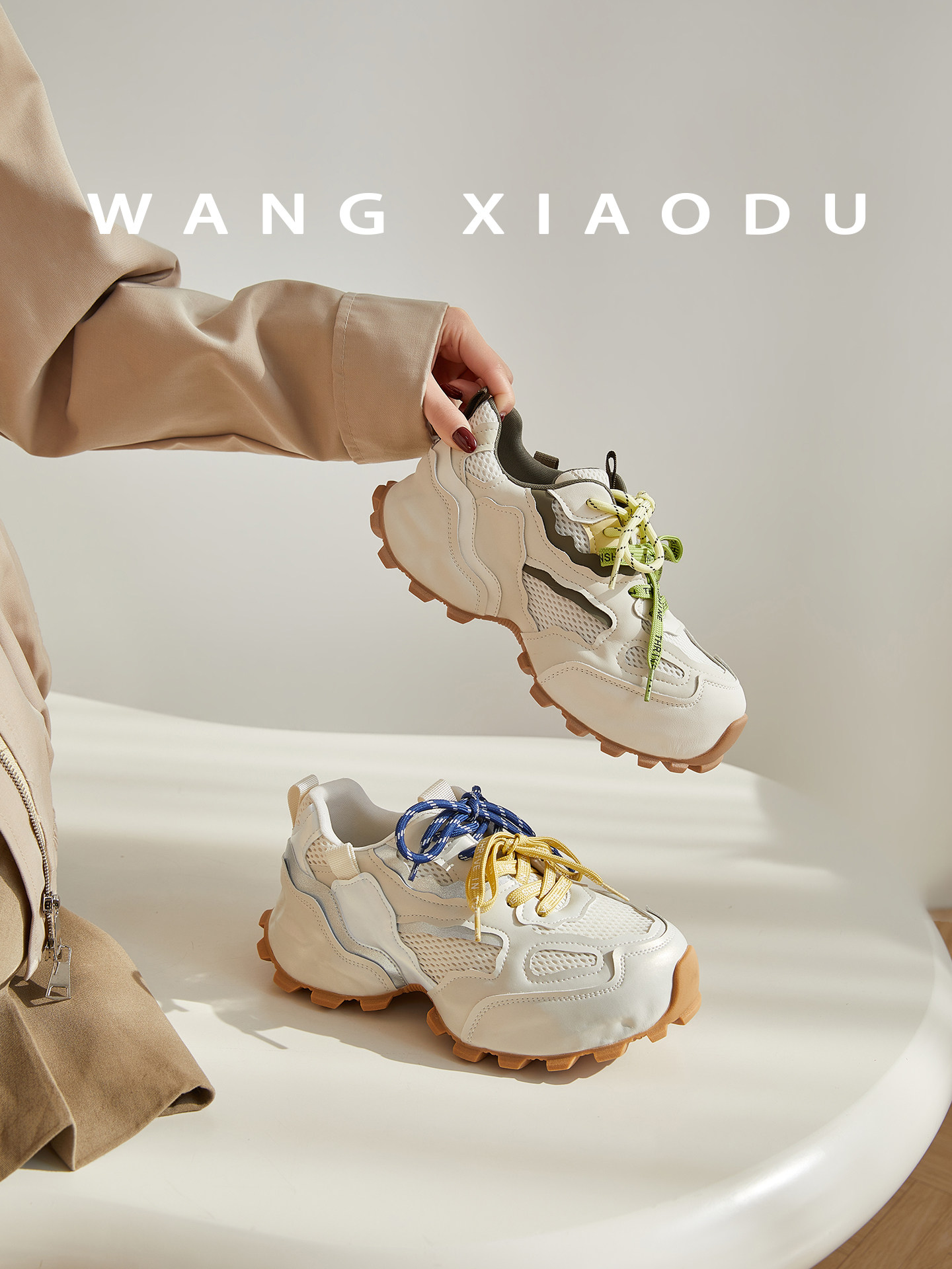 原创【王小毒】春日油画●6.5cm复古老爹鞋女鸳鸯鞋带透气休闲鞋主图