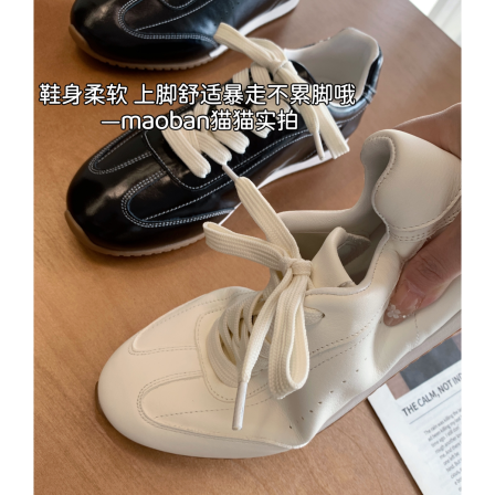 【奥利奥】暴走无压力！头层小牛皮油蜡牛皮舒适百搭显瘦运动鞋女