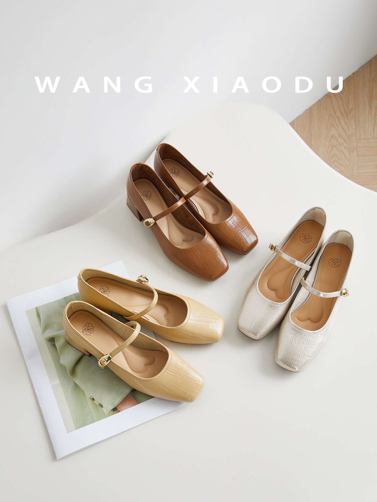 【王小毒】通勤指南●4cm粗跟玛丽珍女鞋方头复古增高小金豆单鞋主图