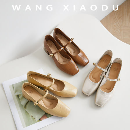 【王小毒】通勤指南●4cm粗跟玛丽珍女鞋方头复古增高小金豆单鞋