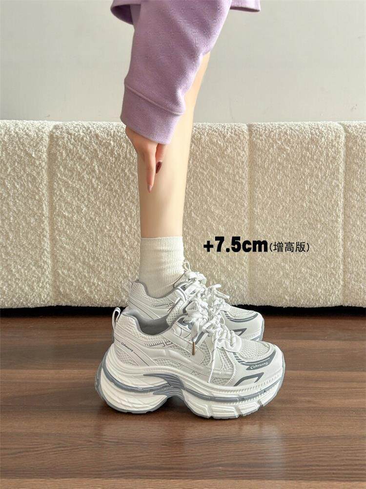超火厚底老爹鞋女2026新款小个子内增高7cm休闲鞋网面透气运动鞋主图