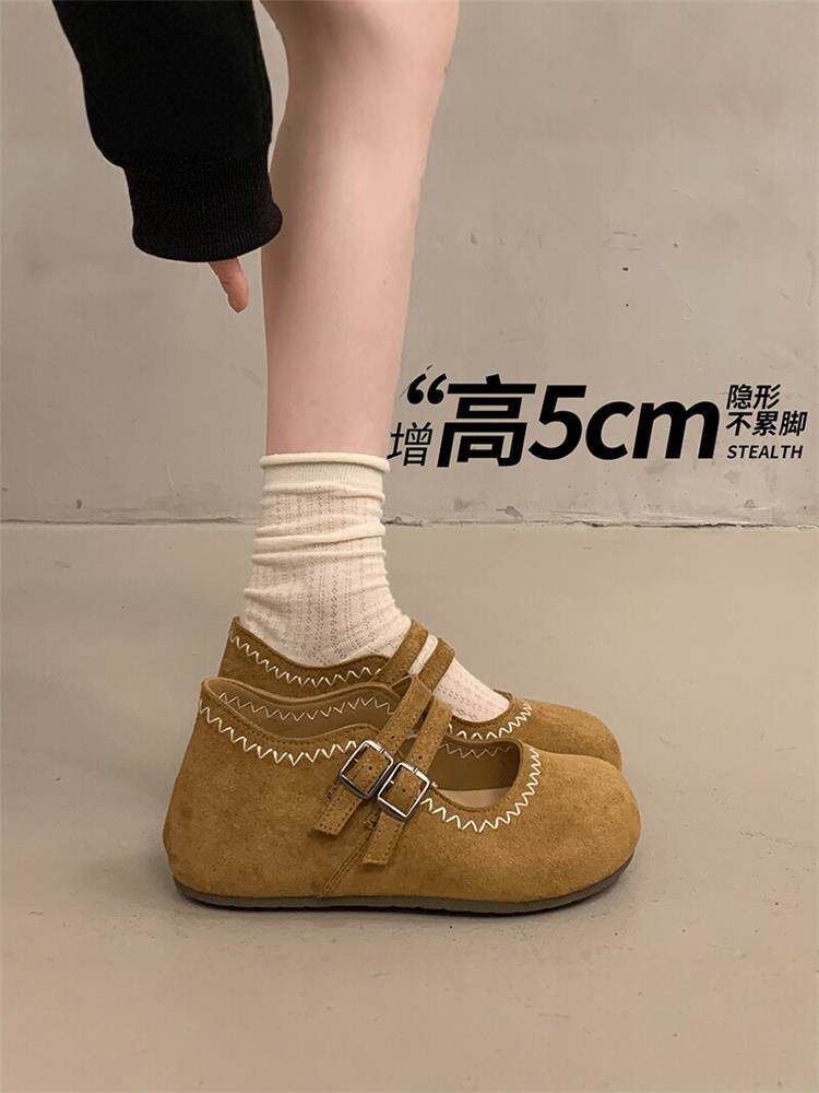 内增高厚底全包勃肯鞋女2026新款春季配裙子玛丽珍单鞋博肯乐福鞋主图