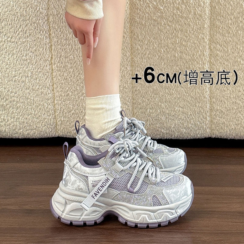 踩屎感网面老爹鞋女2026新款春季显脚小厚软底防滑休闲运动鞋百搭主图