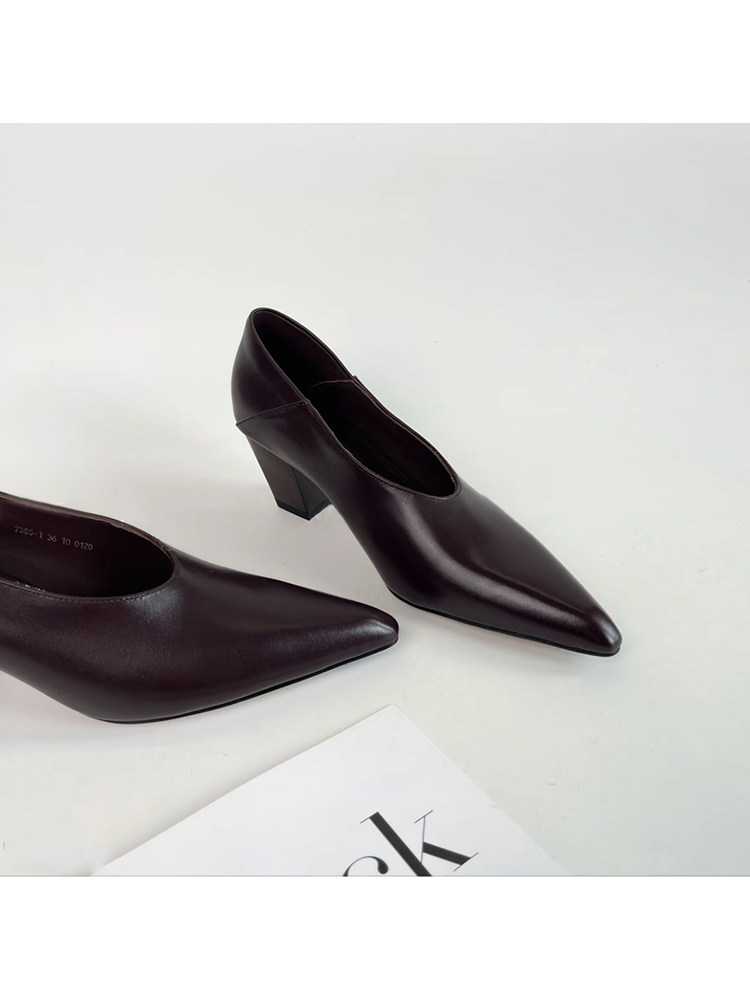 羊皮版~极简风小众通勤气质职场工作鞋女时尚舒适不累脚浅口单鞋主图