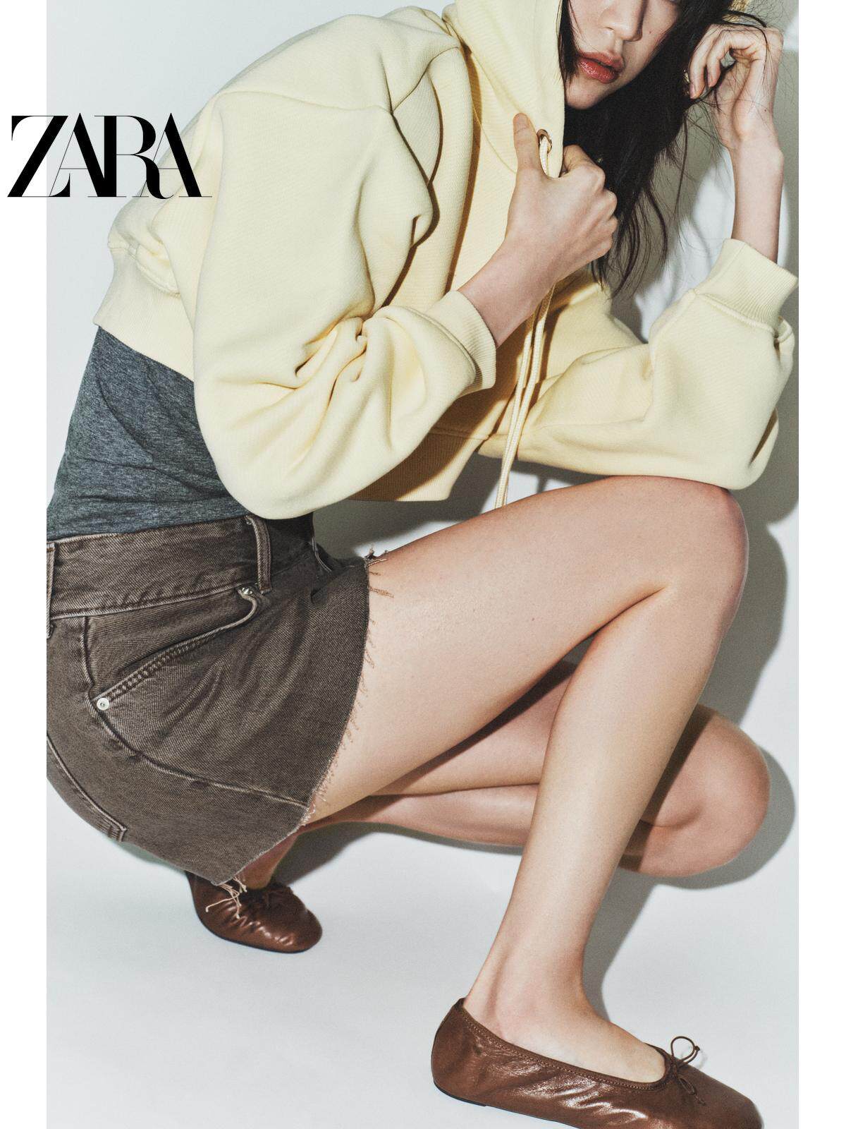 ZARA2026春夏新品 女鞋 皮革蝴蝶结细节饰圆头芭蕾鞋 3531710 700主图