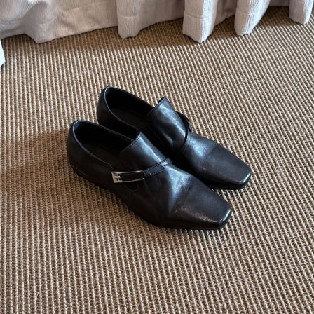 羊皮版~英伦风通勤职场极简百搭舒适低跟乐福鞋女外穿深口小皮鞋