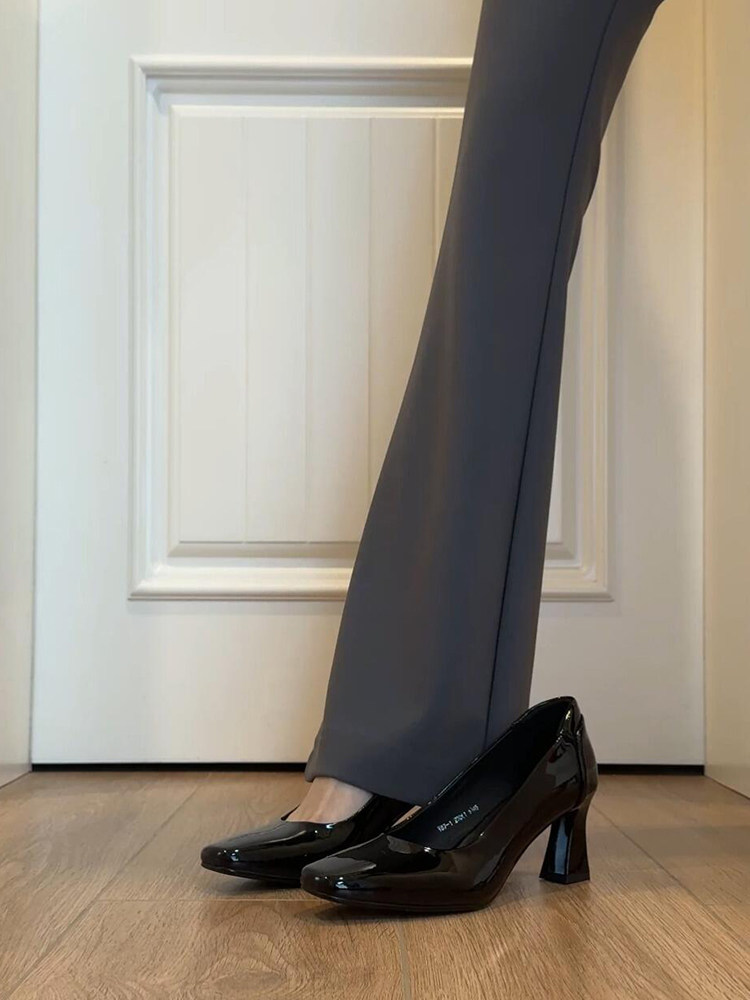 羊皮版~优雅高跟鞋女法式晚晚风方头一脚蹬不累脚简约气质工作鞋主图