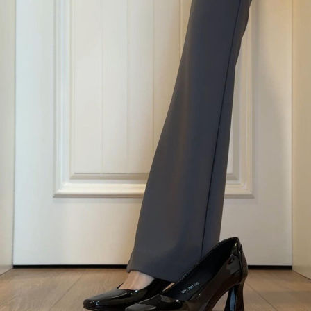 羊皮版~优雅高跟鞋女法式晚晚风方头一脚蹬不累脚简约气质工作鞋