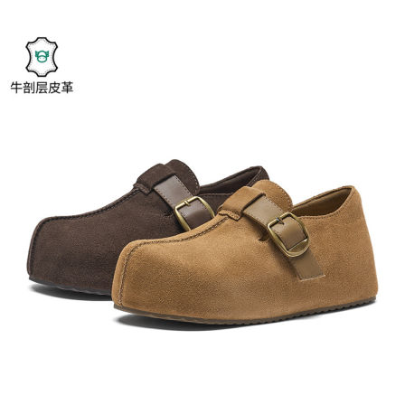 热风棕色勃肯鞋女鞋26年春季新款厚底浅口单鞋软木鞋子H15W26110