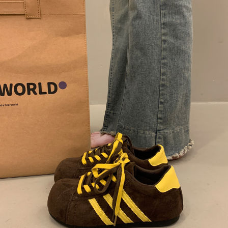 爆款百搭小众厚底板鞋女内增高德训鞋2026新款春季轻便运动休闲鞋