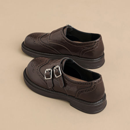 卓诗尼布洛克牛津乐福鞋女春秋2026新款一脚蹬孟克鞋单鞋小皮鞋女