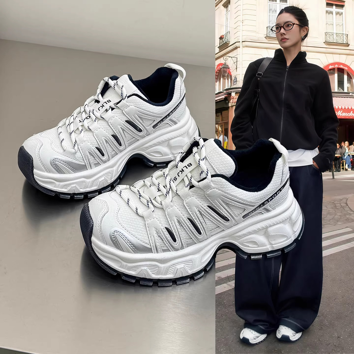 厚底老爹鞋女2026新款春季显脚小休闲运动女鞋爆款百搭轻便跑步鞋主图