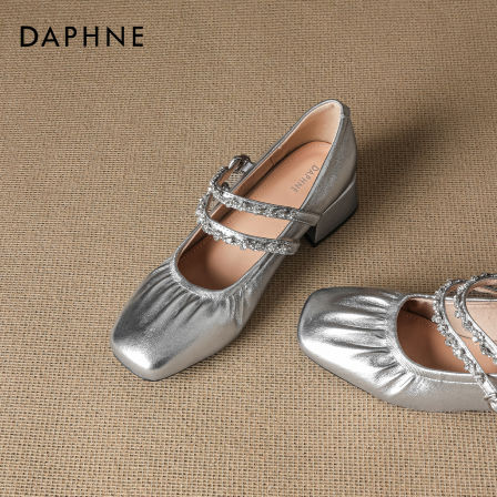 达芙妮玛丽珍鞋女款2026新款春季法式小香风配裙子气质银色单鞋子