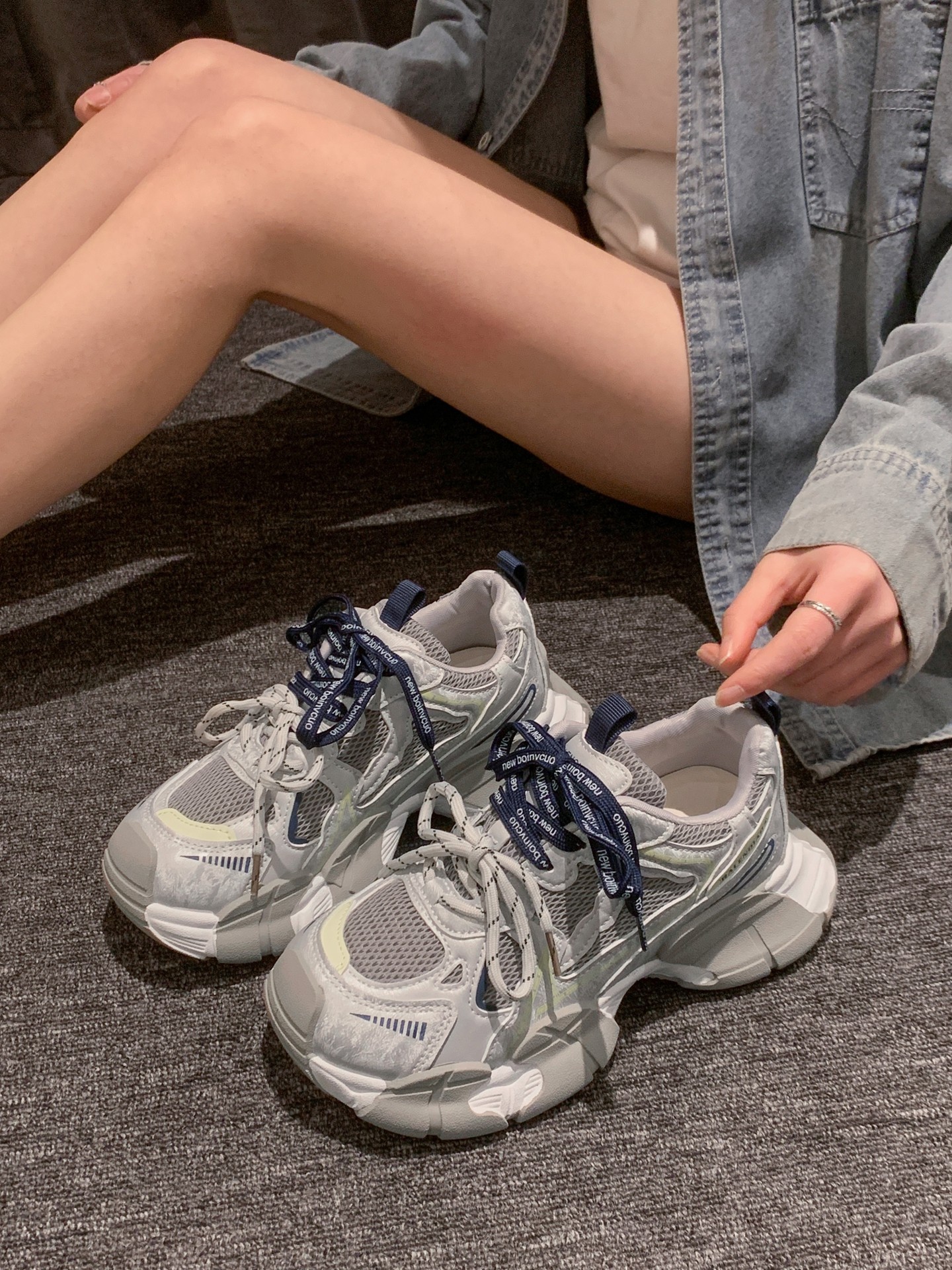 贾不假厚底老爹鞋女2026新款春季小个子配阔腿裤单鞋显脚小增高鞋主图