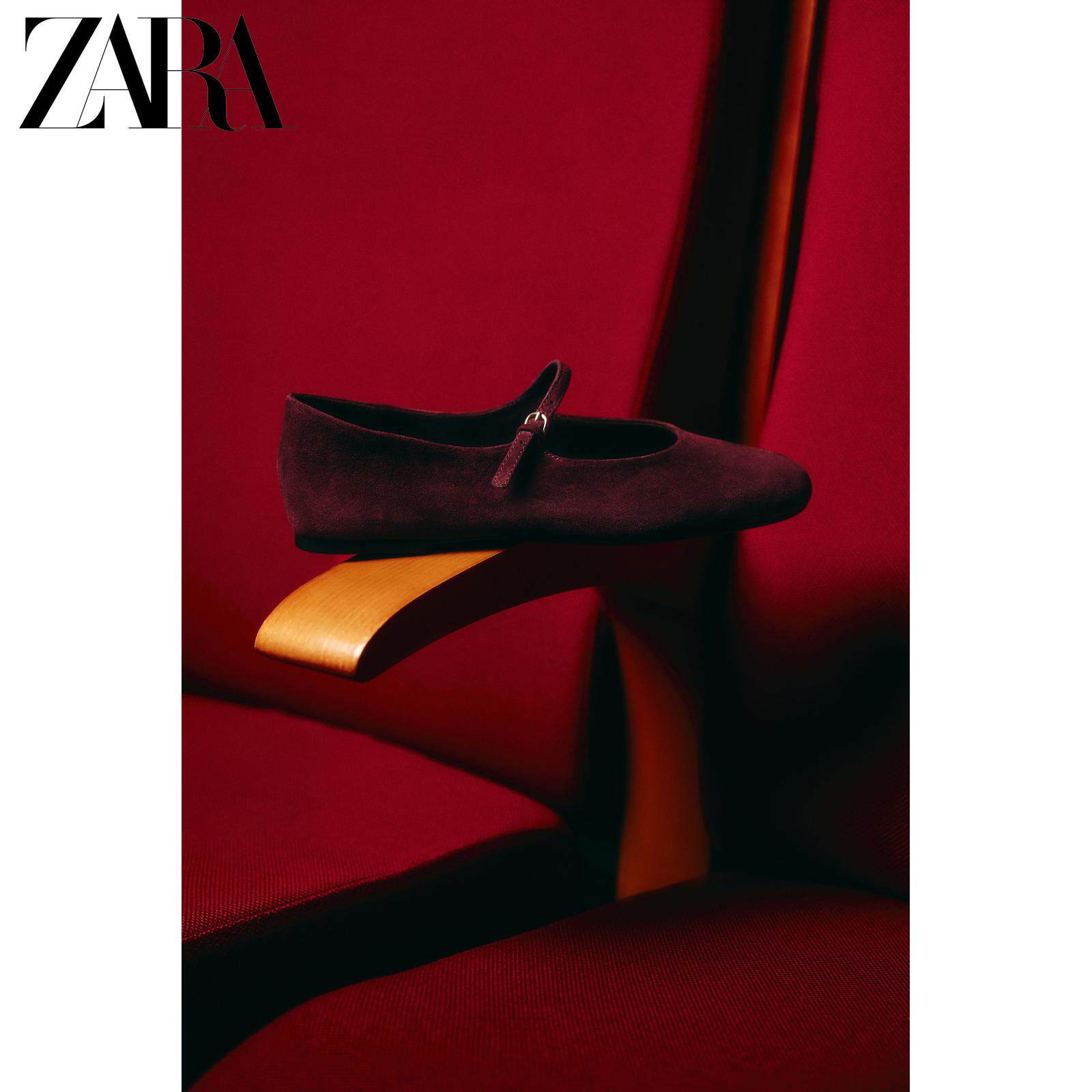 ZARA特惠精选 女鞋 新年系列反绒皮玛丽珍芭蕾鞋 2526710 022主图