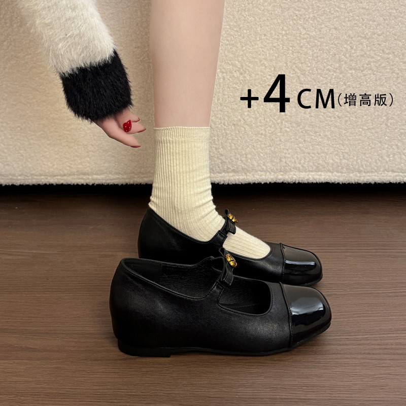 法式浅口内增高厚底玛丽珍单鞋女2026新款春季配裙子高跟小皮鞋子主图
