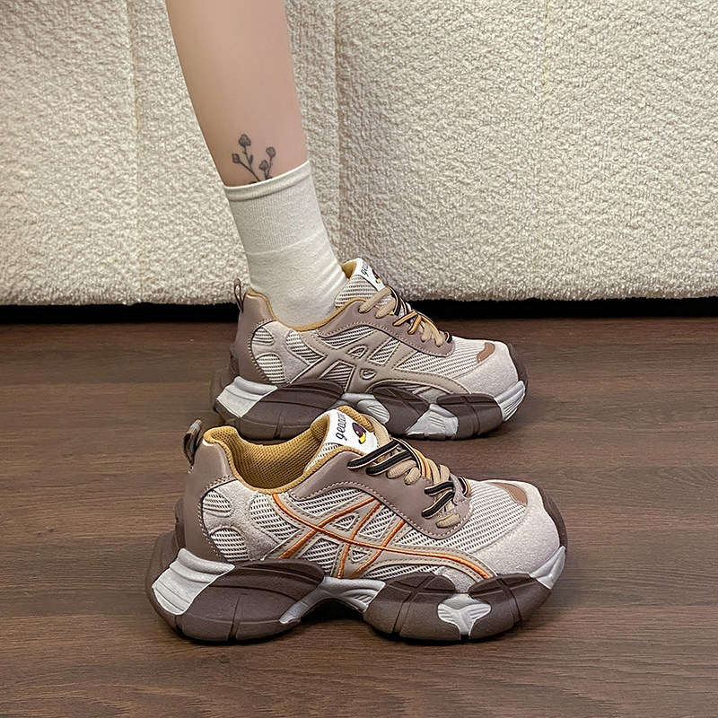 商场同款女鞋2026年新款春季棕色老爹鞋小个子增高厚底休闲运动鞋主图