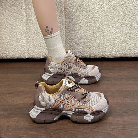 商场同款女鞋2026年新款春季棕色老爹鞋小个子增高厚底休闲运动鞋