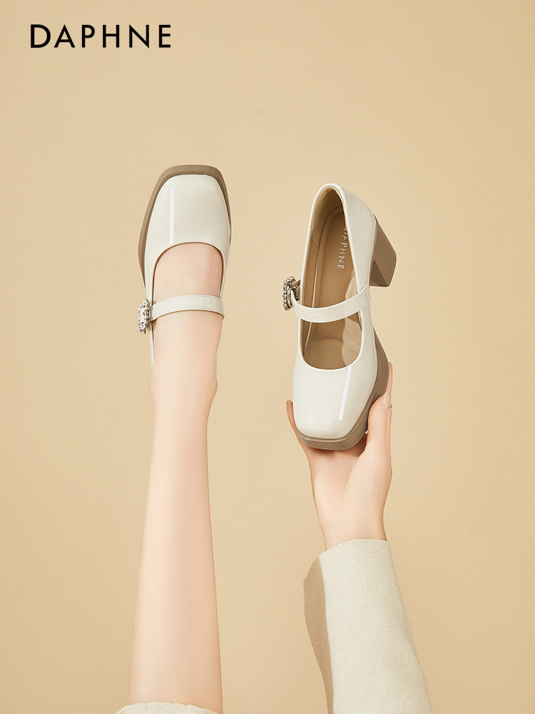 达芙妮法式玛丽珍鞋女2026新款春季粗跟配裙子高跟鞋气质浅口单鞋主图