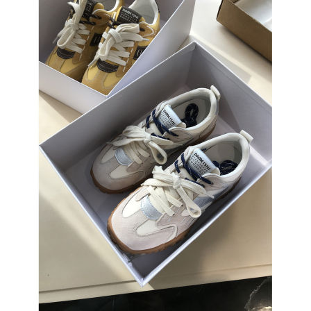 脚感很舒服~真皮软底运动休闲鞋复古德训鞋阿甘鞋