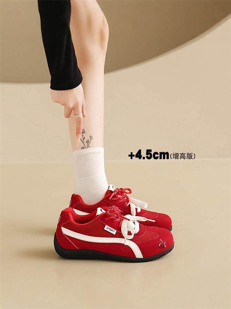 踩屎感芭蕾德训鞋女2026春季新款拼色红色厚底轻便休闲阿甘鞋女款主图