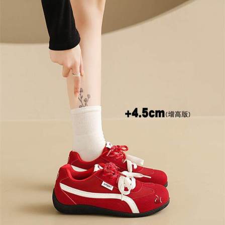 踩屎感芭蕾德训鞋女2026春季新款拼色红色厚底轻便休闲阿甘鞋女款