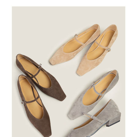 【鞋匠女王×经典刚需】法国Jin口羊绒粗跟方头玛丽珍鞋中跟单鞋