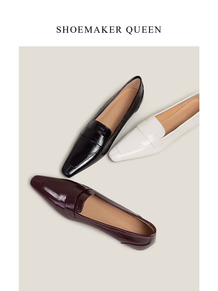 【鞋匠女王×原创设计】极简ROW风方头乐福鞋深口单鞋英伦小皮鞋主图