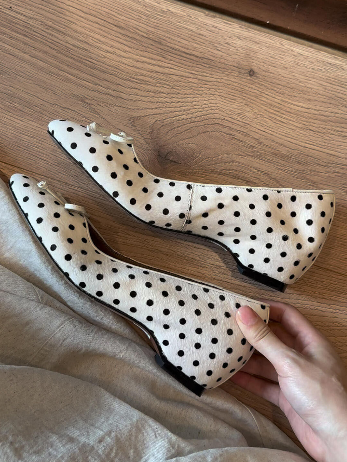 Wheat house ~！法式波点蝴蝶结浅口单鞋女气质内增高玛丽珍鞋子主图